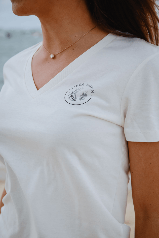 PINÈDE - T-SHIRT COL V IVOIRE