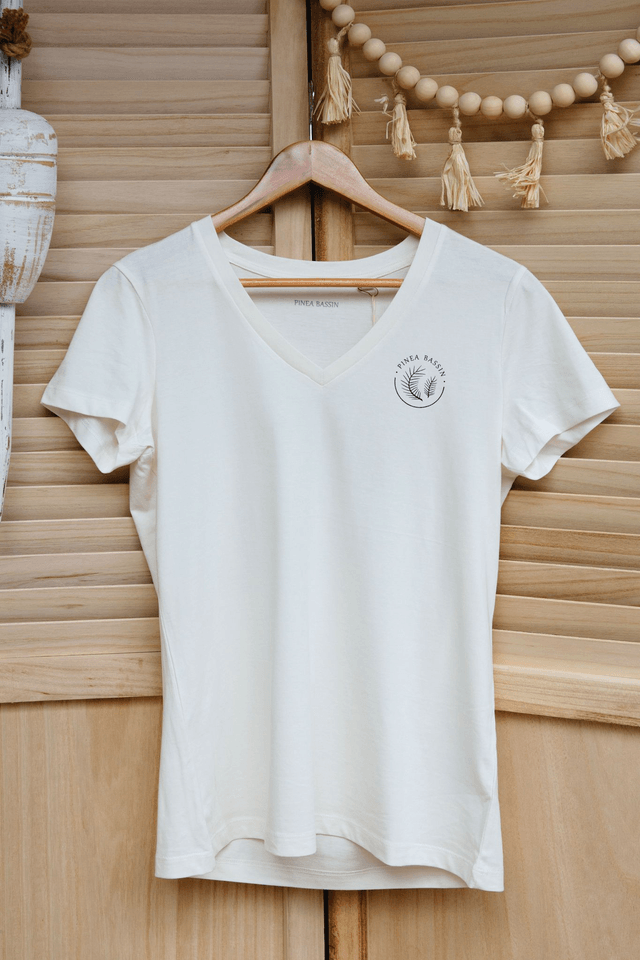 PINÈDE - T-SHIRT COL V IVOIRE