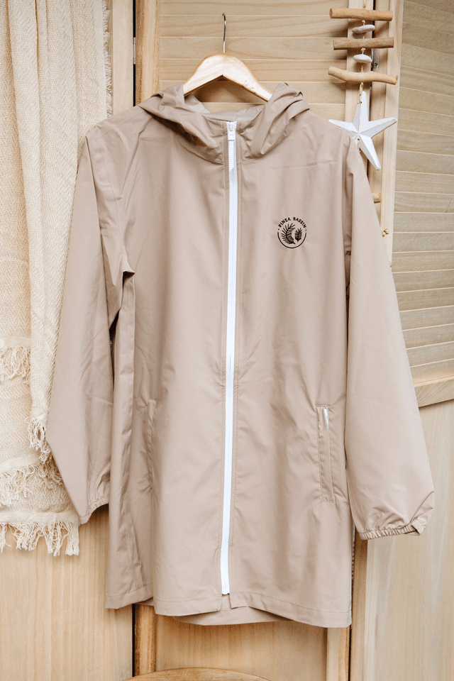 VESTE IMPERMÉABLE BEIGE - BRODERIE NOIRE
