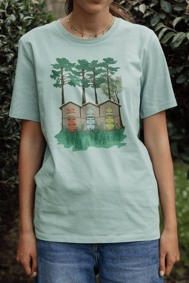 CABANES - T-SHIRT ENFANT VERT JADE