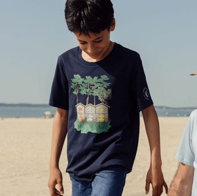 CABANES - T-SHIRT ENFANT BLEU MARINE