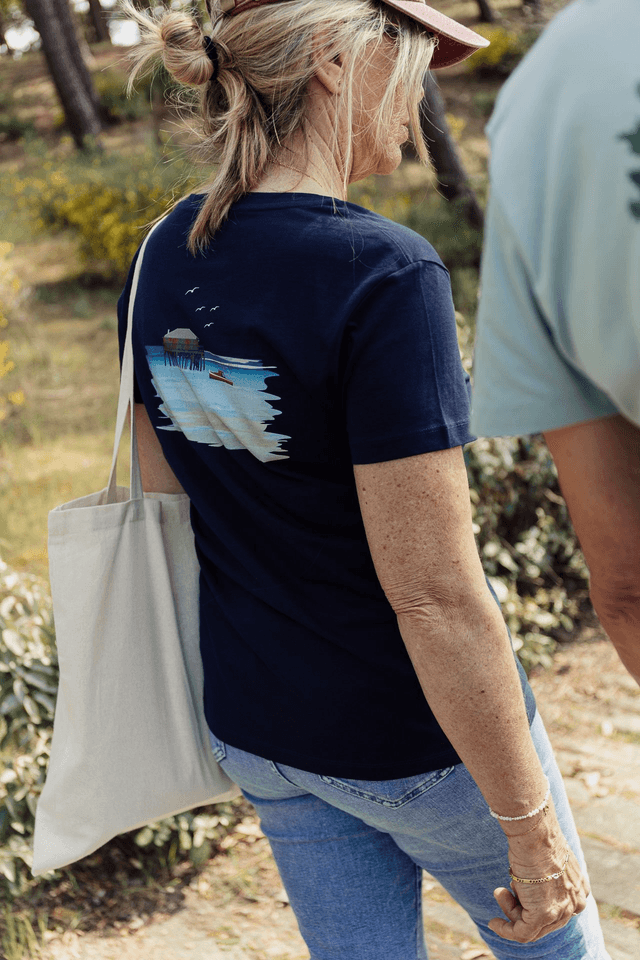 PILOTIS - T-SHIRT COL V BLEU MARINE