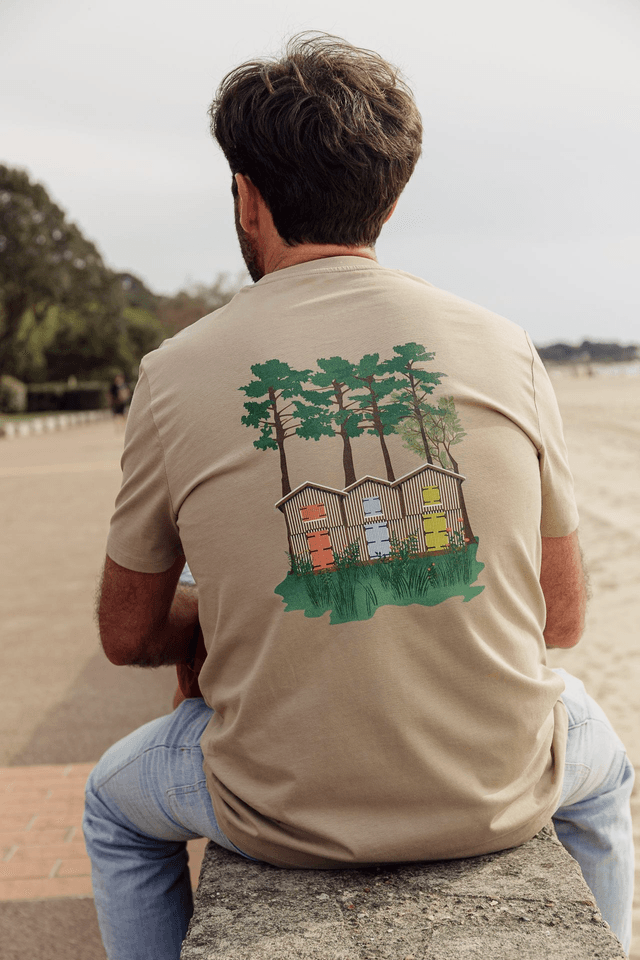 CABANES - T-SHIRT COL ROND BEIGE