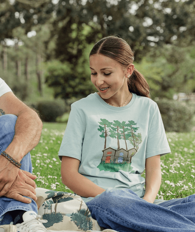 CABANES - T-SHIRT ENFANT VERT JADE